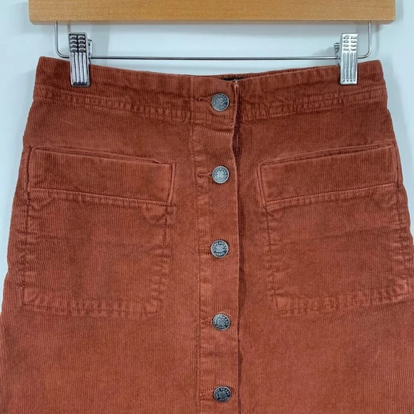 Lucky Brand Women's A Line Cotton Corduroy Button Front Mini Skirt Size 0 - Picture 5 of 14